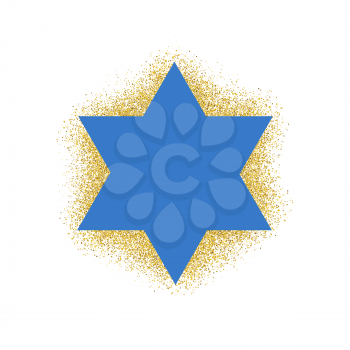 Vector illustration of Blue Magen David (star of David). With golden shadow.
