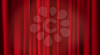 Empty scene with a red curtain and spotlights. Concert, show, performance abstract background. Red velvet curtain in theater or cinema. 