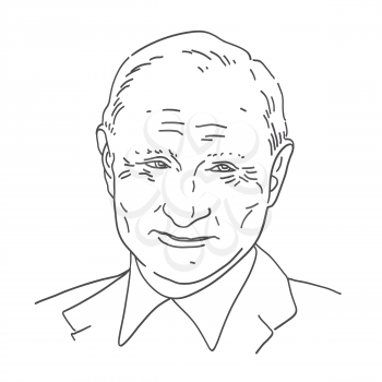 A sketch of a smiling president of Russian Federation — Vladimir Putin. Russia, Moscow — 2020 December, 19