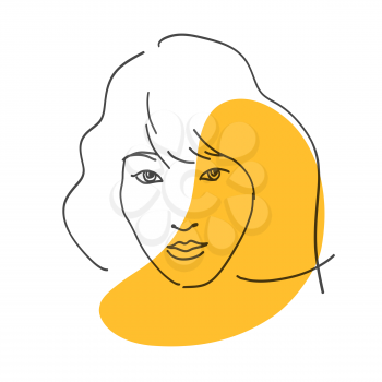 Asian pretty woman abstract portrait, Japanese girl. Vector illustration.
