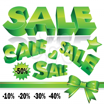 Set of 3d green sale icons