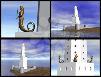 Lighthouse of Alexandria. 3D reconstructions.