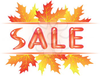 Autumn sale ad with falling maple leaves