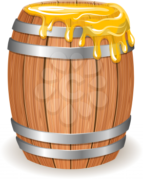 Wooden barrel with honey