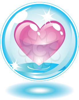 Pink heart in a bubble