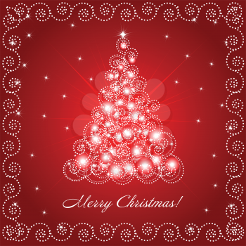Christmas card with ornate decorative christmas tree