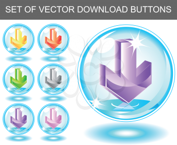 Set of 3d colorful bubble download icons
