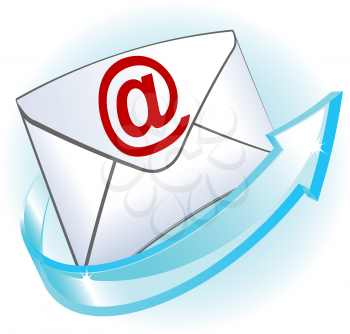 Email icon with white envelope and blue arrow
