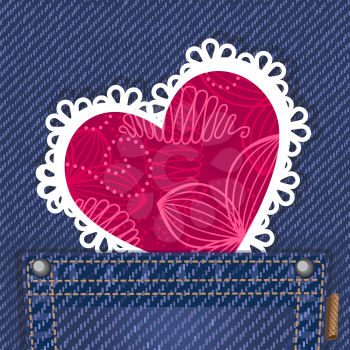 Cute valentine card in jeans pocket