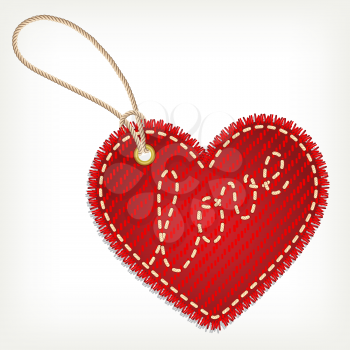 Red textile heart valentine label