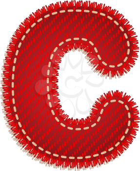 Letter C from red textile alphabet