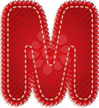 Letter M from red textile alphabet
