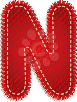 Letter N from red textile alphabet