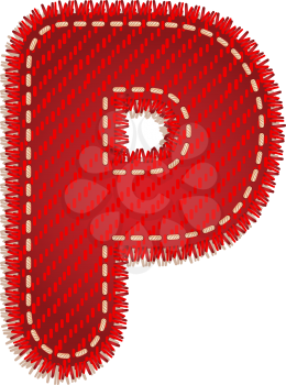 Letter P from red textile alphabet