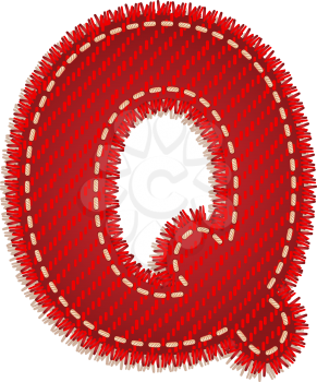 Letter Q from red textile alphabet