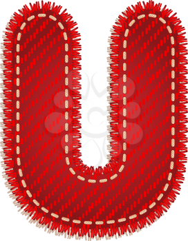 Letter U from red textile alphabet