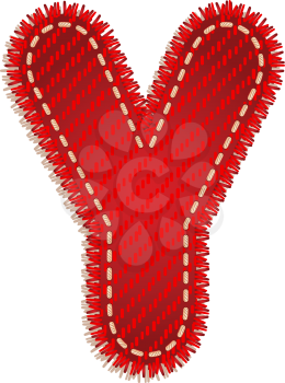Letter Y from red textile alphabet