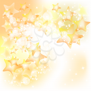 Abstract Christmas background with golden stars. Vector
