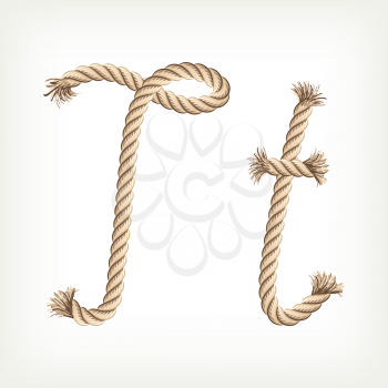 Rope alphabet. Letter T