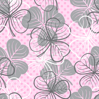 Seamless floral pattern with three leaf clover