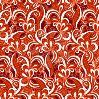 Seamless abstract hand drawn pattern in red colors