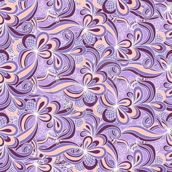 Seamless abstract hand drawn pattern in violet colors