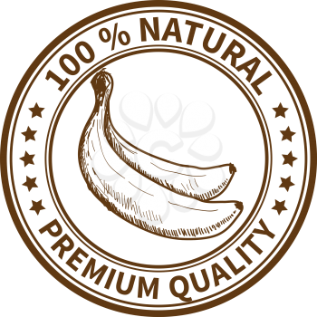 Stamp with the banana and the text 100% natural, premium quality