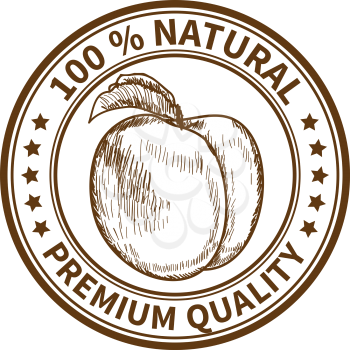 Stamp with the peach and the text 100% natural, premium quality
