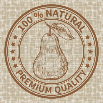 Stamp with the pear and the text 100% natural, premium quality