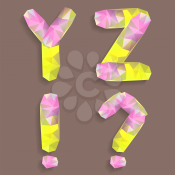 Geometric crystal alphabet. Letters Y, Z