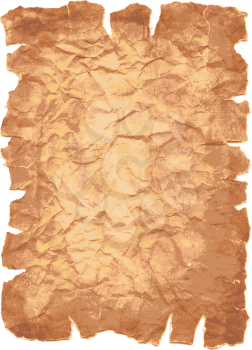 Old brown crumpled paper sheet with torn edges