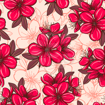 Decorative floral seamless pattern with plum blossom