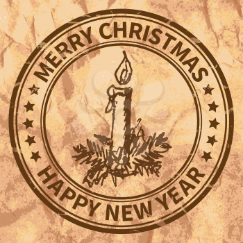 Christmas and New Year stamp with the candle