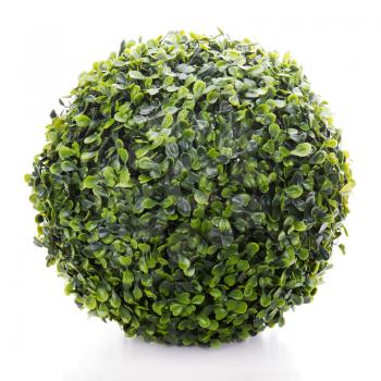sphere from green artificial grass isolated on white background