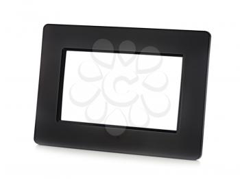 Black digital LCD photo frame with place for your photo  isolated on white background.