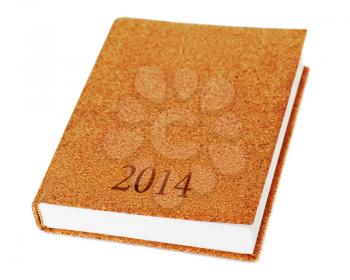 2014 diary book isolate on white background.