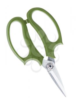 Garden secateurs isolated on a white background. Closeup.