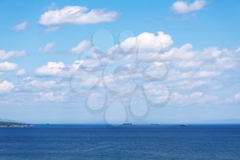 Sea view of the Gulf of Peter the Great. Japanese sea. Vladivostok. Russia.