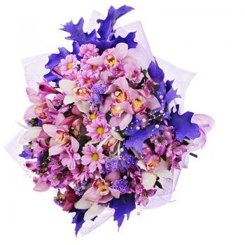 Colorful flower bouquet isolated on white background. Closeup.