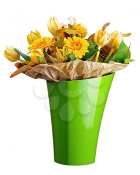 Royalty Free Photo of a Bouquet of Tulips and Daisies