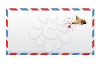 Royalty Free Photo of an Airmail Envelope With a Dog Stamp
