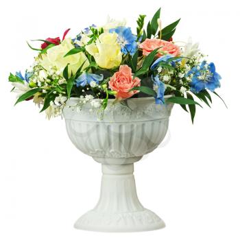 Royalty Free Photo of a Floral Arrangement in a Planter