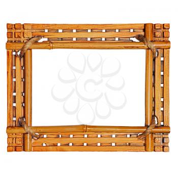 Bamboo photo frame isolated on white background