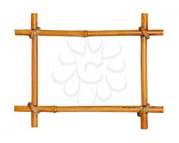 Bamboo photo frame isolated on white background. Closeup