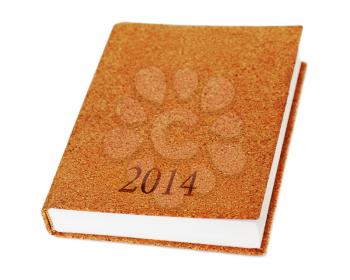 2014 diary book isolate on white background. 