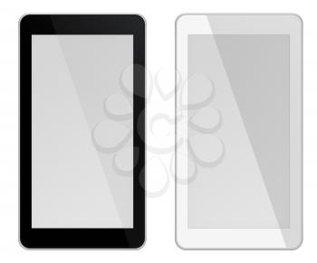 Smart phones with blank screens isolated on white background. 3D illustration.