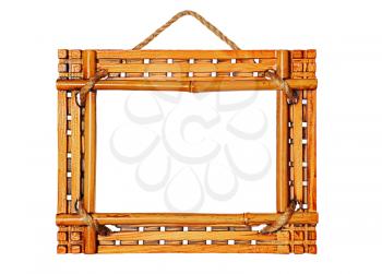 Bamboo photo frames isolated on white background. Closeup.