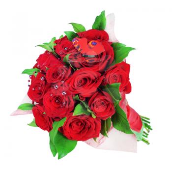 Colorful flower bouquet from red roses a isolated on white background.
