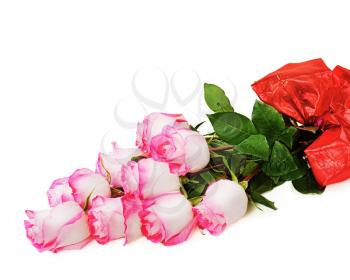 Colorful flower bouquet from roses isolated on white background.
