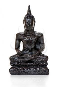 Traditional bronze Buddha statuette isolated on white background.